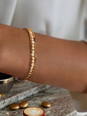 18 KT Gold Over Titanium Lab Diamond Bracelet